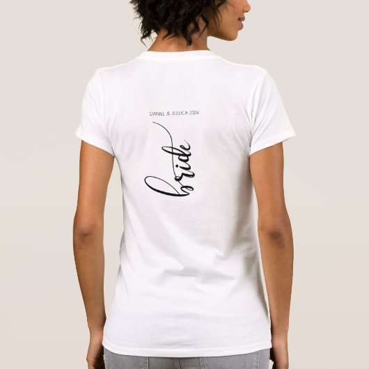 Bruid Modern Eenvoudig Script Namen T-Shirt (Achterkant)