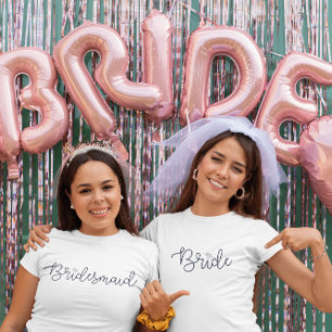 Bruid Modern Script Diamant Jonggezellenfeest T-shirt