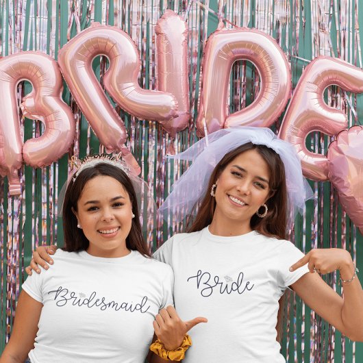 Bruid Modern Script Diamant Jonggezellenfeest T-shirt
