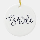 Bruid Modern Script Diamanten Huwelijksdatum Keramisch Ornament (Voorkant)