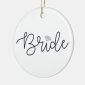 Bruid Modern Script Diamanten Huwelijksdatum Keramisch Ornament (Links)