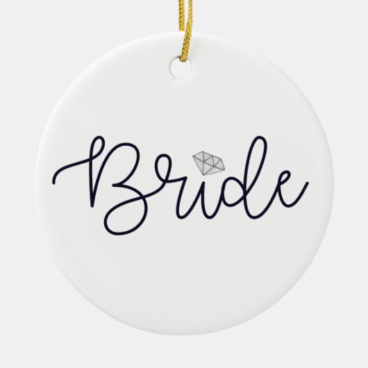Bruid Modern Script Diamanten Trouwdatum Keramisch Ornament (Voorkant)