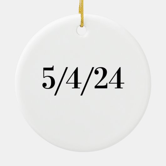 Bruid Modern Script Diamanten Trouwdatum Keramisch Ornament (Achterkant)