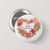 Bruid-moeder bloemenkrans knop ronde button 5,7 cm (Voorkant /achterkant)