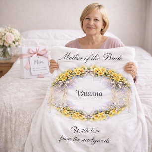 Bruid-moeder Freesia Krans Trouwcadeau Fleece Deken