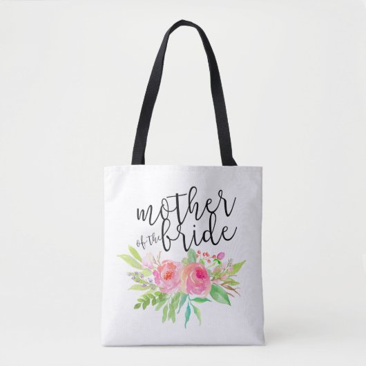 bruid-moeder roze bloemenprint tote bag (Voorkant)