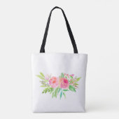bruid-moeder roze bloemenprint tote bag (Achterkant)