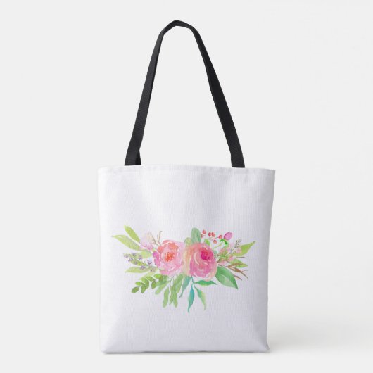 bruid-moeder roze bloemenprint tote bag (Achterkant)