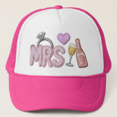 Bruid MRS Faux Patch geborduurde champagne Trucker Pet (Voorkant)