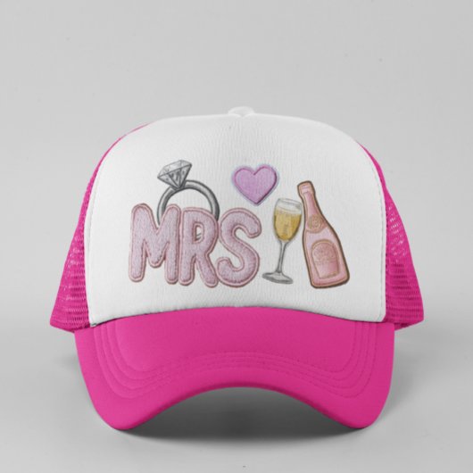 Bruid MRS Faux Patch geborduurde champagne Trucker Pet