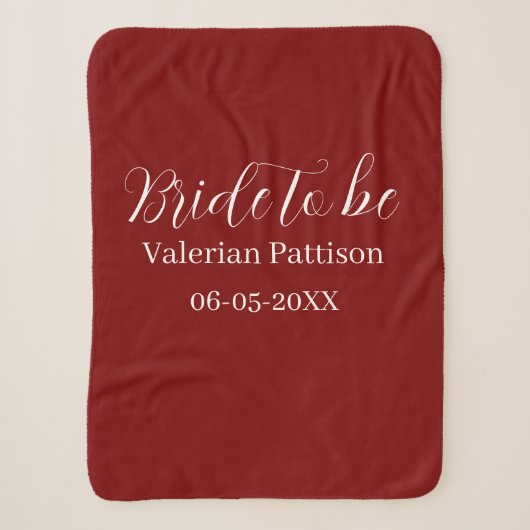 Bruid-naam datum mauve witte bruidsfeest we sherpa deken (Voorkant)