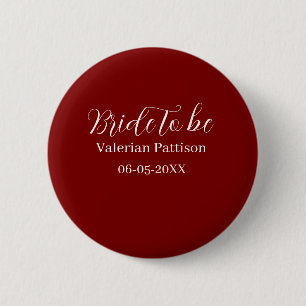 Bruid-naam datum mauve witte bruidsuitnodiging we ronde button 5,7 cm
