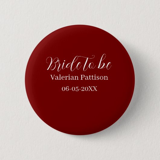 Bruid-naam datum mauve witte bruidsuitnodiging we ronde button 5,7 cm (Voorkant)
