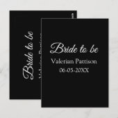 Bruid-naam datum zwart wit bruidsfeest we briefkaart (Voorkant / Achterkant)