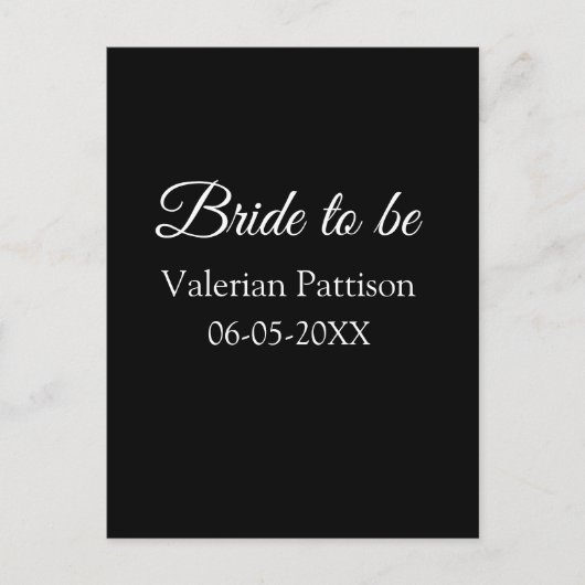 Bruid-naam datum zwart wit bruidsfeest we briefkaart (Voorkant)