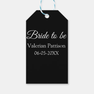 Bruid-naam datum zwart wit bruidsfeest we cadeaulabel