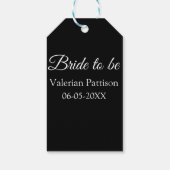 Bruid-naam datum zwart wit bruidsfeest we cadeaulabel (Achterkant)