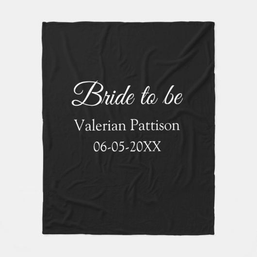 Bruid-naam datum zwart wit bruidsfeest we fleece deken (Voorkant)