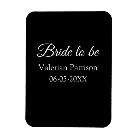 Bruid-naam datum zwart wit bruidsfeest we magneet (Verticaal)