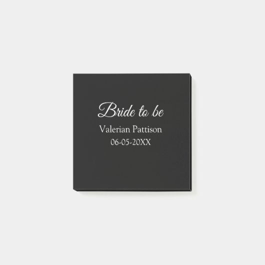 Bruid-naam datum zwart wit bruidsfeest we post-it® notes (Voorkant)