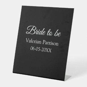 Bruid-naam datum zwart wit bruidsfeest we reclamebord met voetstuk