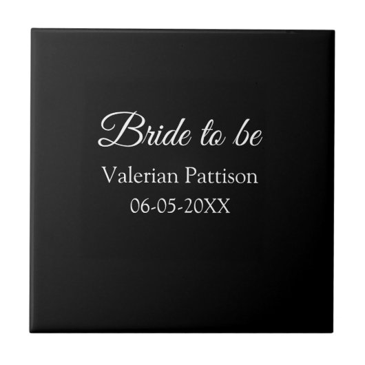 Bruid-naam datum zwart wit bruidsfeest we tegeltje (Voorkant)