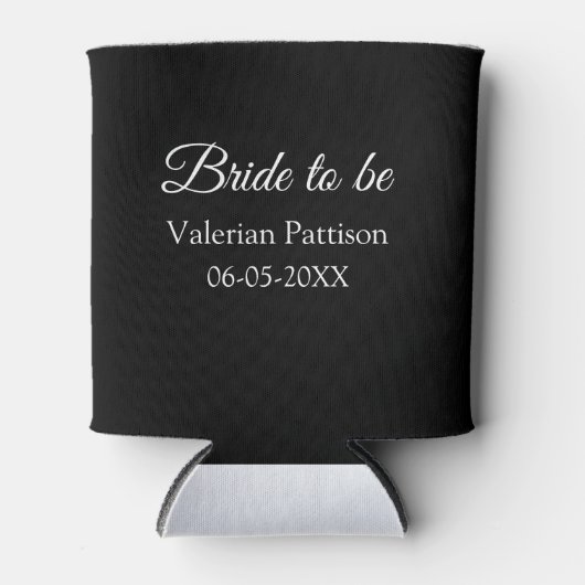 Bruid-naam datum zwart wit bruidsfeest wij blikjeskoeler (Voorkant)