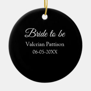 Bruid-naam datum zwart wit bruidsfeest wij keramisch ornament