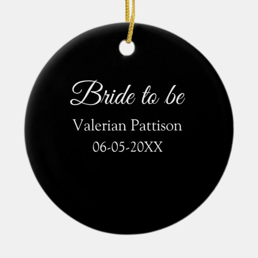 Bruid-naam datum zwart wit bruidsfeest wij keramisch ornament (Voorkant)