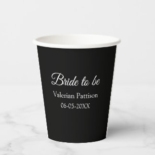 Bruid-naam datum zwart wit bruidsfeest wij papieren bekers