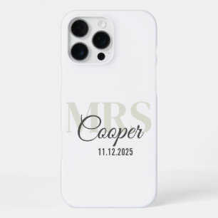 Bruid naam met trouwdatum witte kleur tekst iPhone 16 pro max hoesje