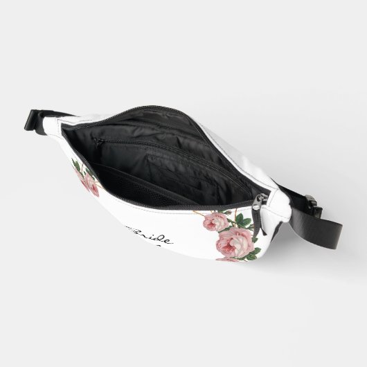 Bruid Naam Roze Bloemen Elegante Gouden Glitter Ge Heuptasje (Open)