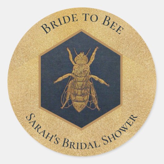 Bruid naar Bee Honeycomb Vrijgezellenfeest Gold Ho Ronde Sticker (Voorkant)
