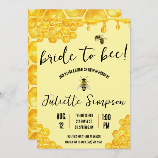Bruid naar Bee! Honingbij, Honing, Vrijgezellenfee Kaart (Voorkant / Achterkant)