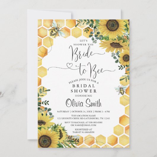 Bruid naar Bee rustieke bruids douche uitnodiging (Voorkant)