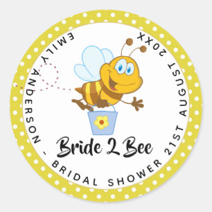 Bruid naar BEE Trouw Bruidsfeest Geel Schattig Ronde Sticker