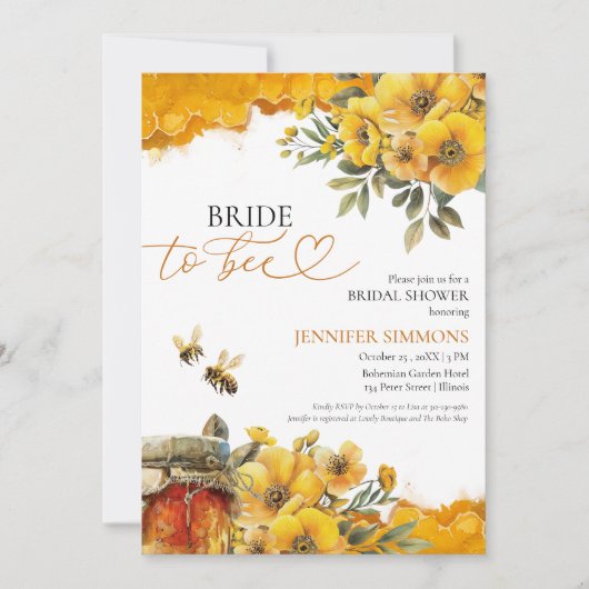 Bruid naar Bee | Waterverf Floral Vrijgezellenfees Kaart (Voorkant)