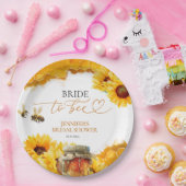 Bruid naar Bee | Waterverf Zonnebloem Vrijgezellen Papieren Bordje (Feest)