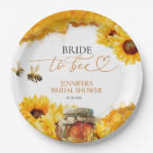 Bruid naar Bee | Waterverf Zonnebloem Vrijgezellen Papieren Bordje (Voorkant)