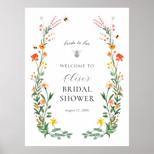 Bruid naar Bee Wildflower Garden Bridal Welkomstbo Poster (Voorkant)