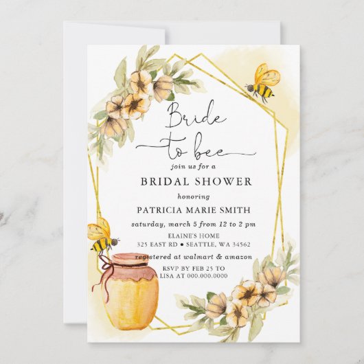 Bruid naar bijen Honeybee Floral Vrijgezellenfeest Kaart (Voorkant)