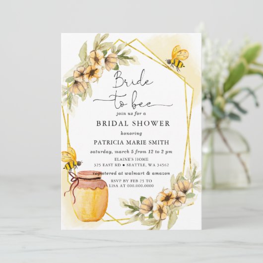Bruid naar bijen Honeybee Floral Vrijgezellenfeest Kaart (Staand voorkant)