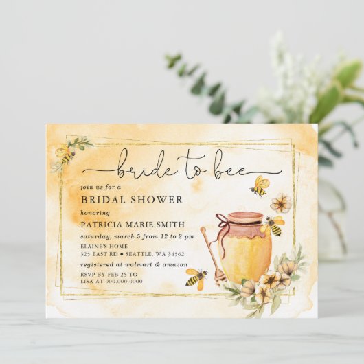 Bruid naar bijen Honeybee Floral Vrijgezellenfeest Kaart (Staand voorkant)