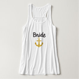 bruid nautische anker gouden folietank tanktop