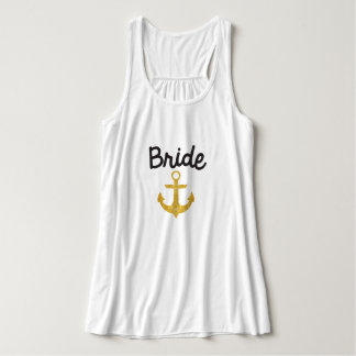 bruid nautische anker gouden folietank tanktop