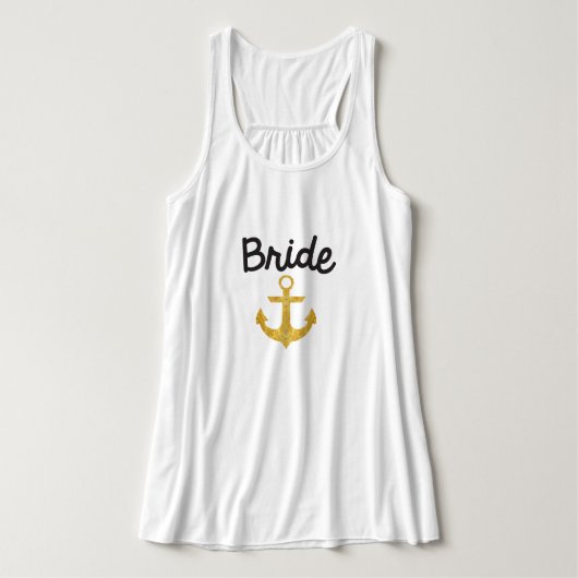 bruid nautische anker gouden folietank tanktop (Design voorkant)