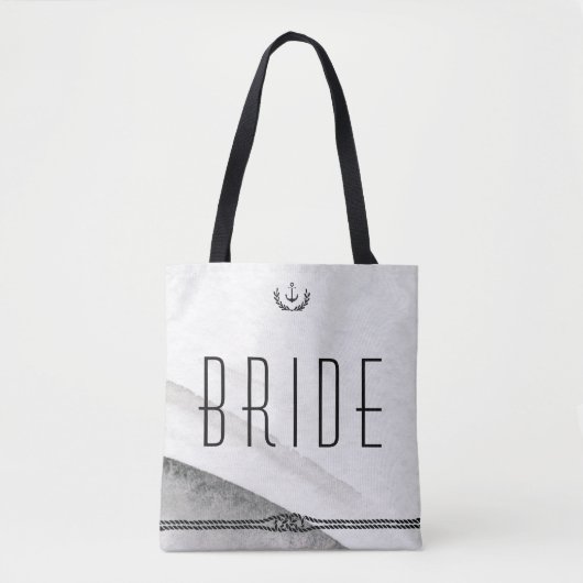Bruid Nautische Trouwtassen Grijs En Wit Tote Bag (Voorkant)