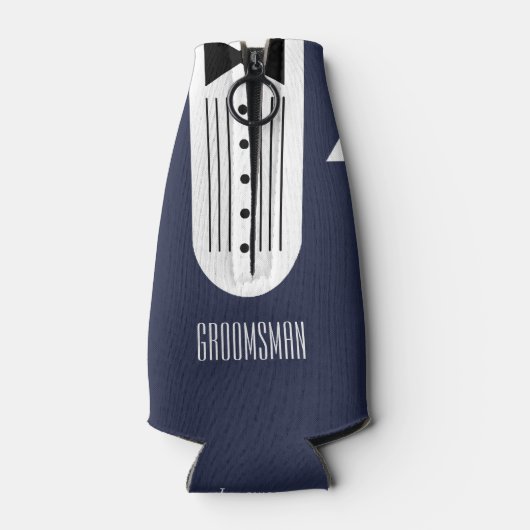 BRUID Navy Blauw Bruiloft Bruidsfeest Groomsman Flesjeskoeler (Achterkant)