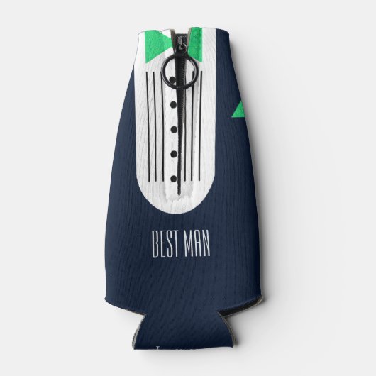 BRUID Navy Blauw Groen Bruiloft Wees Mijn Beste Ma Flesjeskoeler (Achterkant)