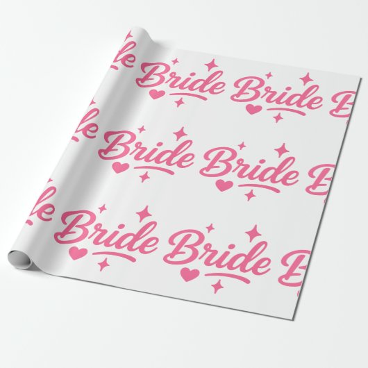 Bruid Neon Roze Cadeaupapier (Uitgerold)